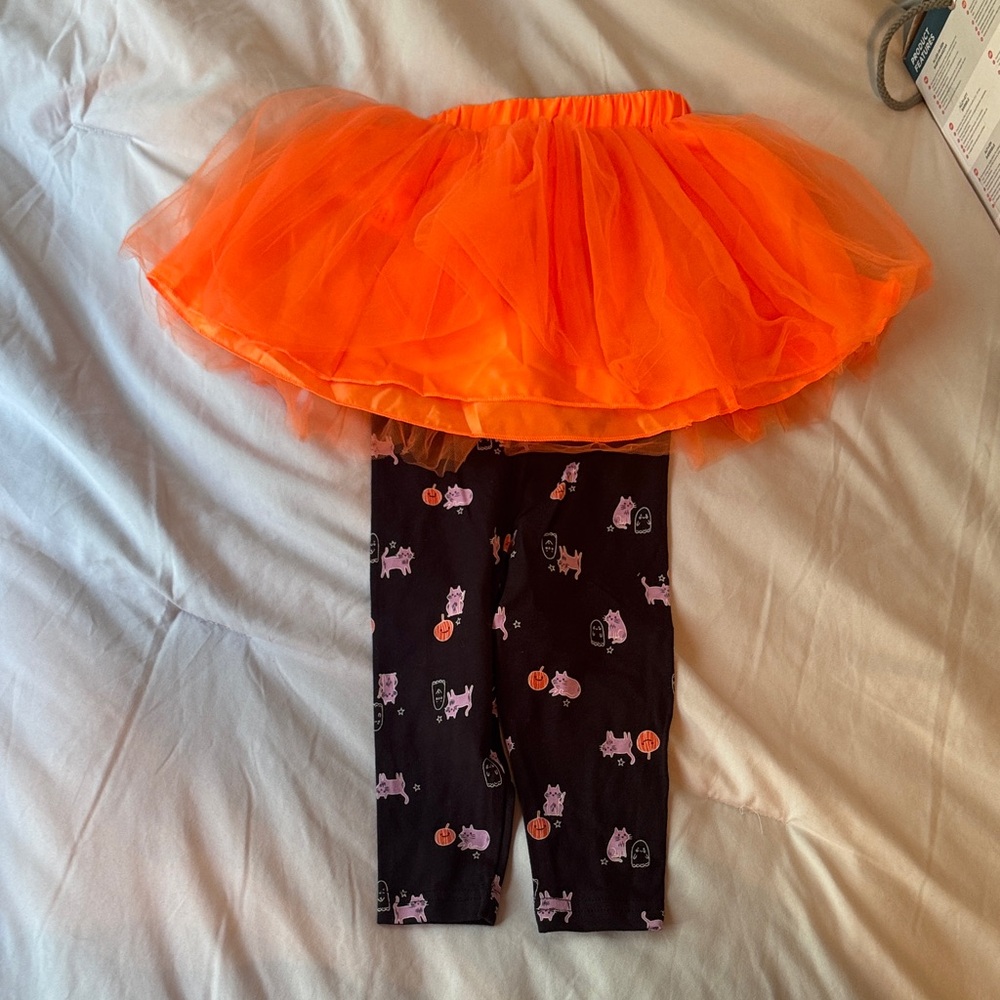Carter's Orange Tutu Leggings with Black Print